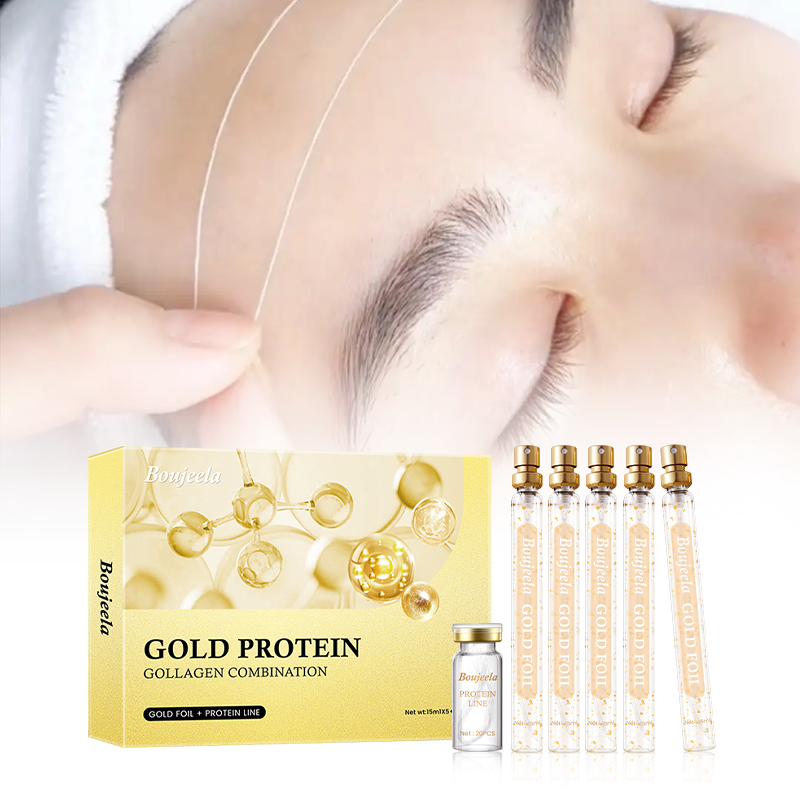 Boujeela Protein Thread Lifting Set Soluble Protein Thread and Nano Gold Essence Combination Absorbable Collagen Threads Smoothes Fine Lines Enhance Elasticity