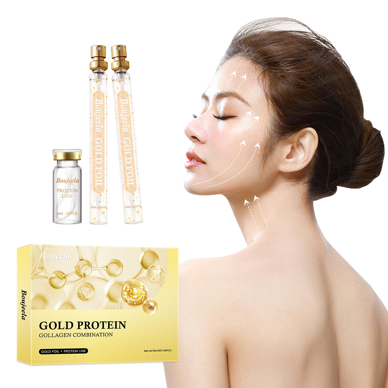 Boujeela Protein Thread Lifting Set Soluble Protein Thread and Nano Gold Essence Combination Absorbable Collagen Threads Smoothes Fine Lines Enhance Elasticity