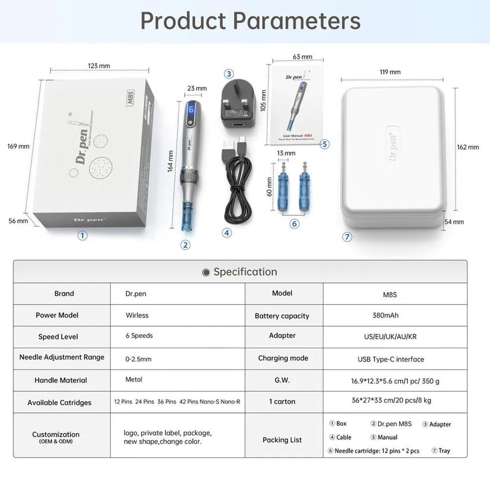 Professional Dr.pen M8S Microneedling Pen for At-Home Skin Care