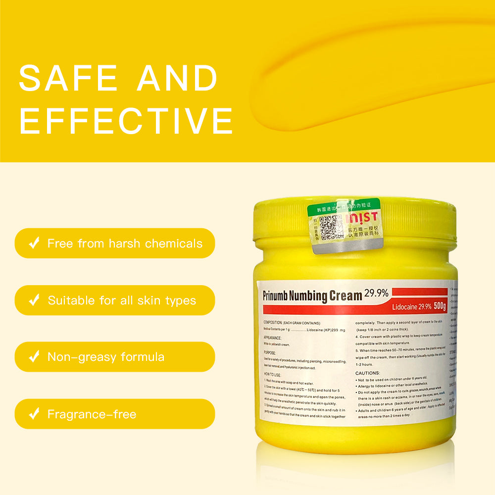 Strongest Skin Numbing Cream 29.9% Lidocaine for Tattoo Waxing Injection Painless 500g Work Fast