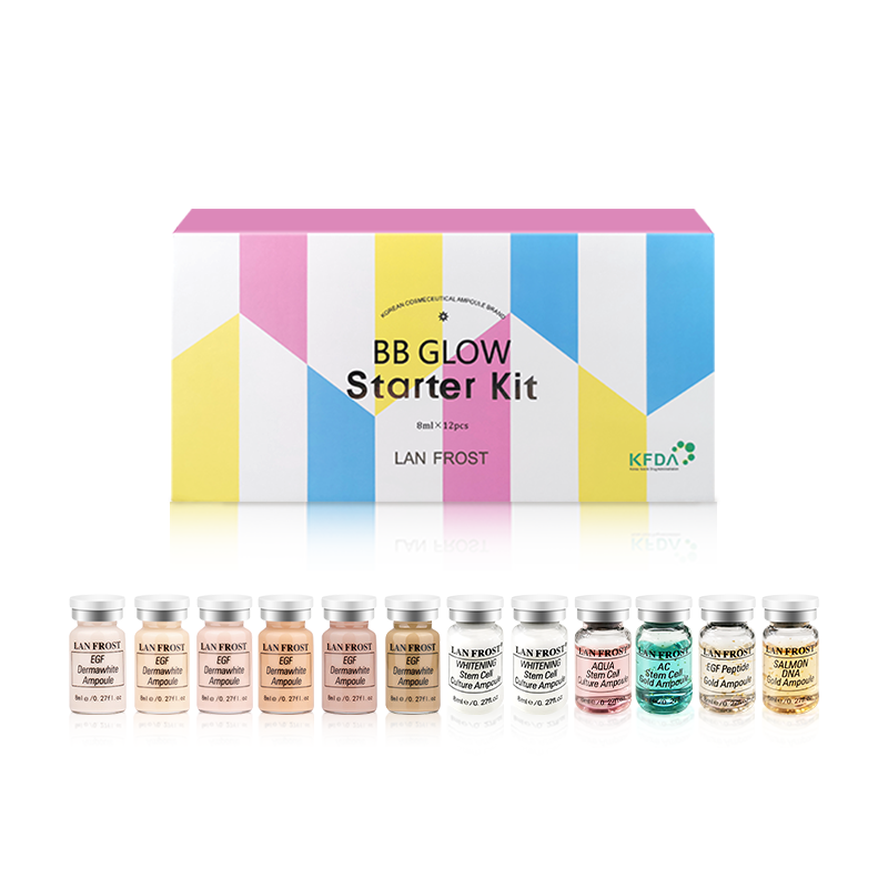 Newest BB Glow Cream Starter Kit 12 bottles 8ml Gold Ampoule Serum for Whitening Acne Anti-Aging