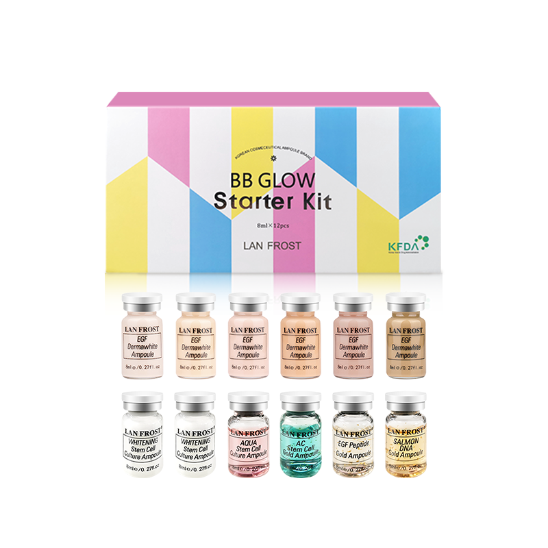 Newest BB Glow Cream Starter Kit 12 bottles 8ml Gold Ampoule Serum for Whitening Acne Anti-Aging