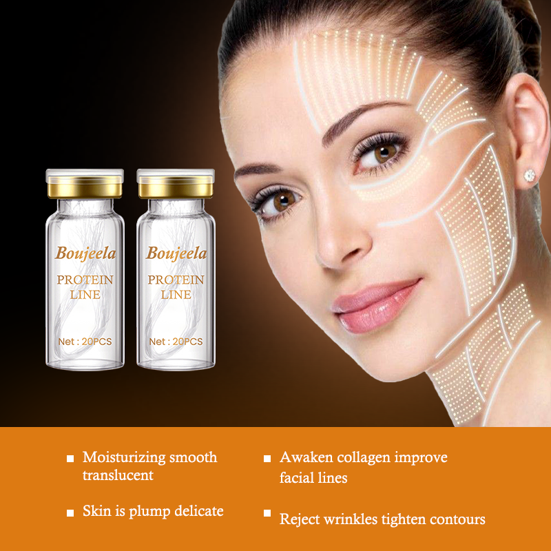 Hilo de proteína facial Boujeela, hilo de colágeno absorbible para lifting facial, reduce líneas finas, arrugas, antienvejecimiento, reafirmante, cuidado de la piel, 20 unidades/caja
