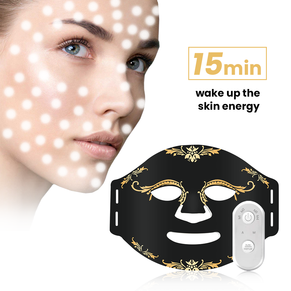 Máscara facial LED de silicona flexible con terapia de luz infrarroja roja y azul, dispositivo portátil para tonificar la piel y reafirmar la piel en el hogar, máscara LED para el cuidado de la piel