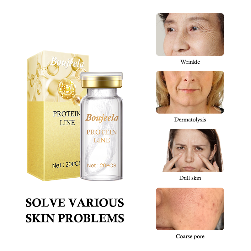 Hilo de proteína facial Boujeela, hilo de colágeno absorbible para lifting facial, reduce líneas finas, arrugas, antienvejecimiento, reafirmante, cuidado de la piel, 20 unidades/caja