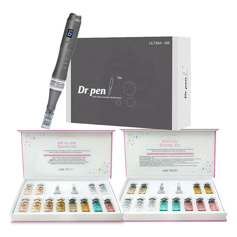 Newest BB Glow Cream Starter Kit 12 bottles 8ml Gold Ampoule Serum for Whitening Acne Anti-Aging