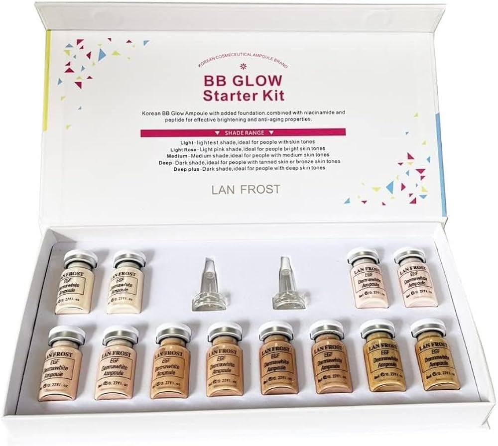 Kit de inicio de suero facial iluminador BB, base de maquillaje con esencia de ácido hialurónico, kit para el cuidado de la piel, base de maquillaje antienvejecimiento de 6 colores