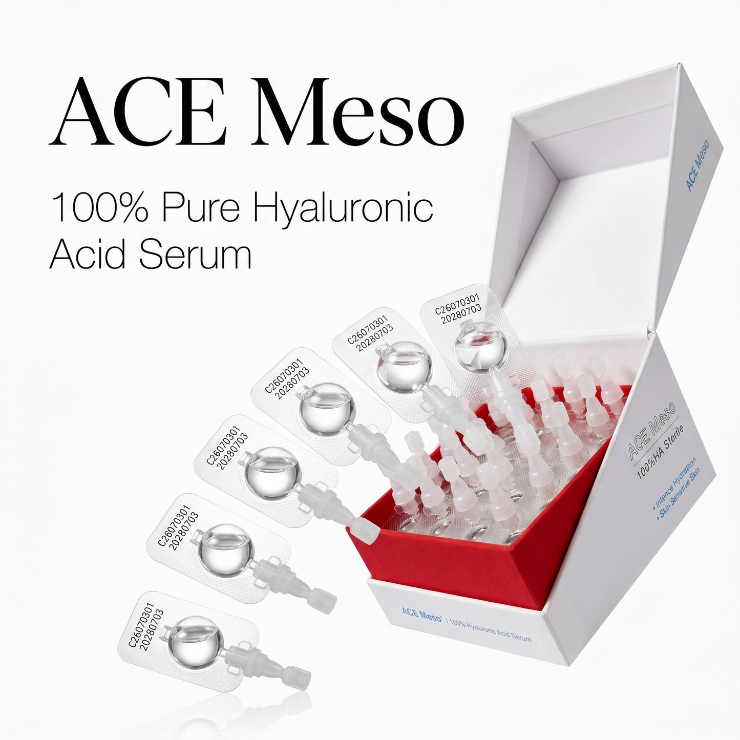 ACE Meso® Sérum à l'acide hyaluronique 100 % pur Sérum hydratant profond