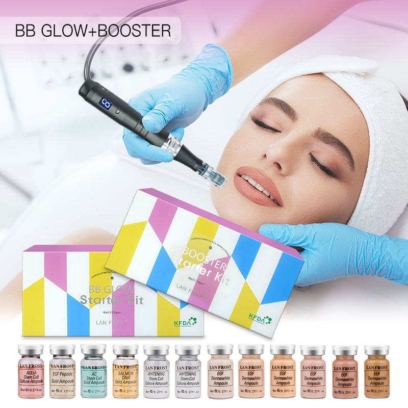 Newest BB Glow Cream Starter Kit 12 bottles 8ml Gold Ampoule Serum for Whitening Acne Anti-Aging