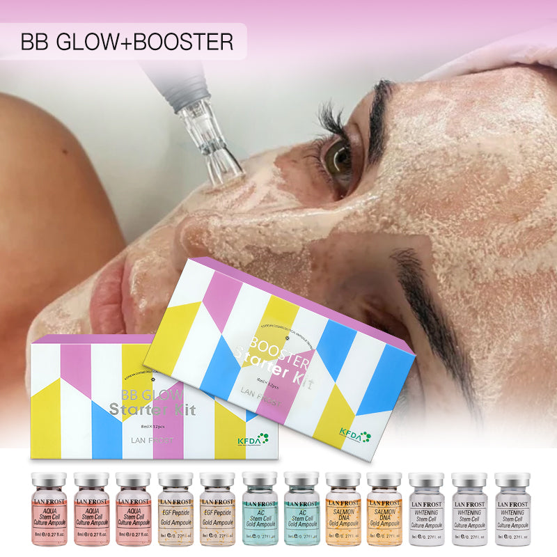Newest BB Glow Cream Starter Kit 12 bottles 8ml Gold Ampoule Serum for Whitening Acne Anti-Aging