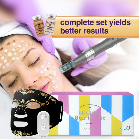 Kit de inicio BB Glow con máscara de luz LED de terapia de luz roja Dr.pen Tratamiento facial con microagujas en casa: obtenga una piel radiante hoy